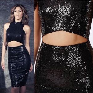 Missguided X Nicole Black Sequin Dress